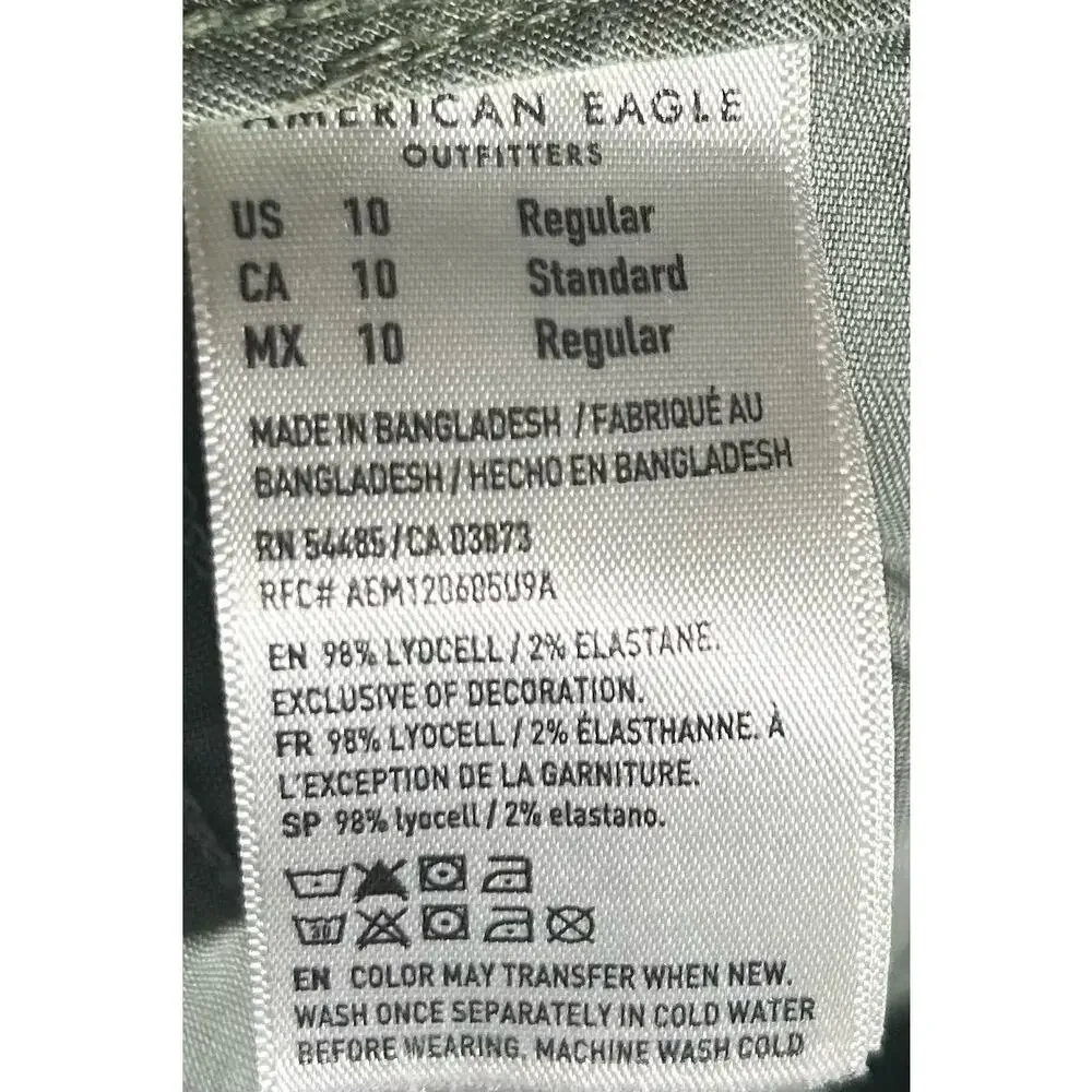 American Eagle High Rise Baggy Cargo Pants Women 10 Green Y2K Streetwear Casual - Picture 9 of 9